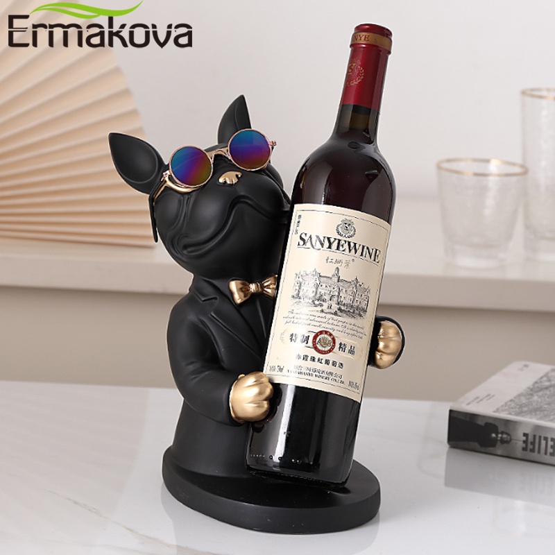 ERMAKOVA Nordic Minimalist Creative Wine Holder Bulldog Statue Animal ...