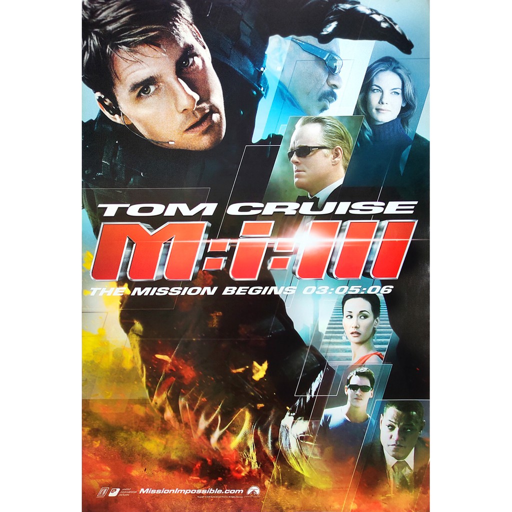 โปสเตอร์ หนัง เอ็ม ไอ ทรี มิชชั่นอิมพอสซิเบิ้ล Mission Impossible 3 M:I:III 2006 POSTER 24”x35” Inch