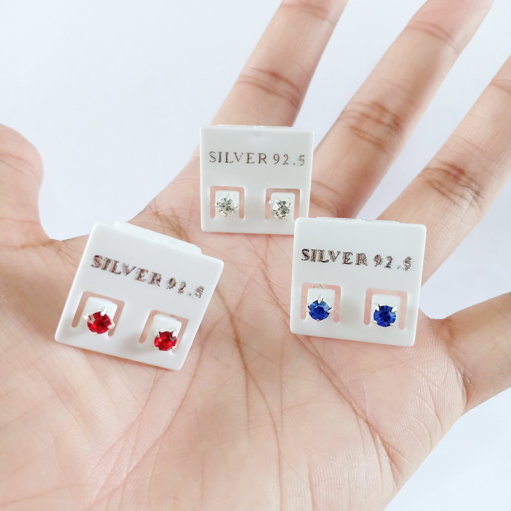 ต่างหูเงินแท้ Square Bezel Earrings 92.5% (เตยเหลี่ยม)
