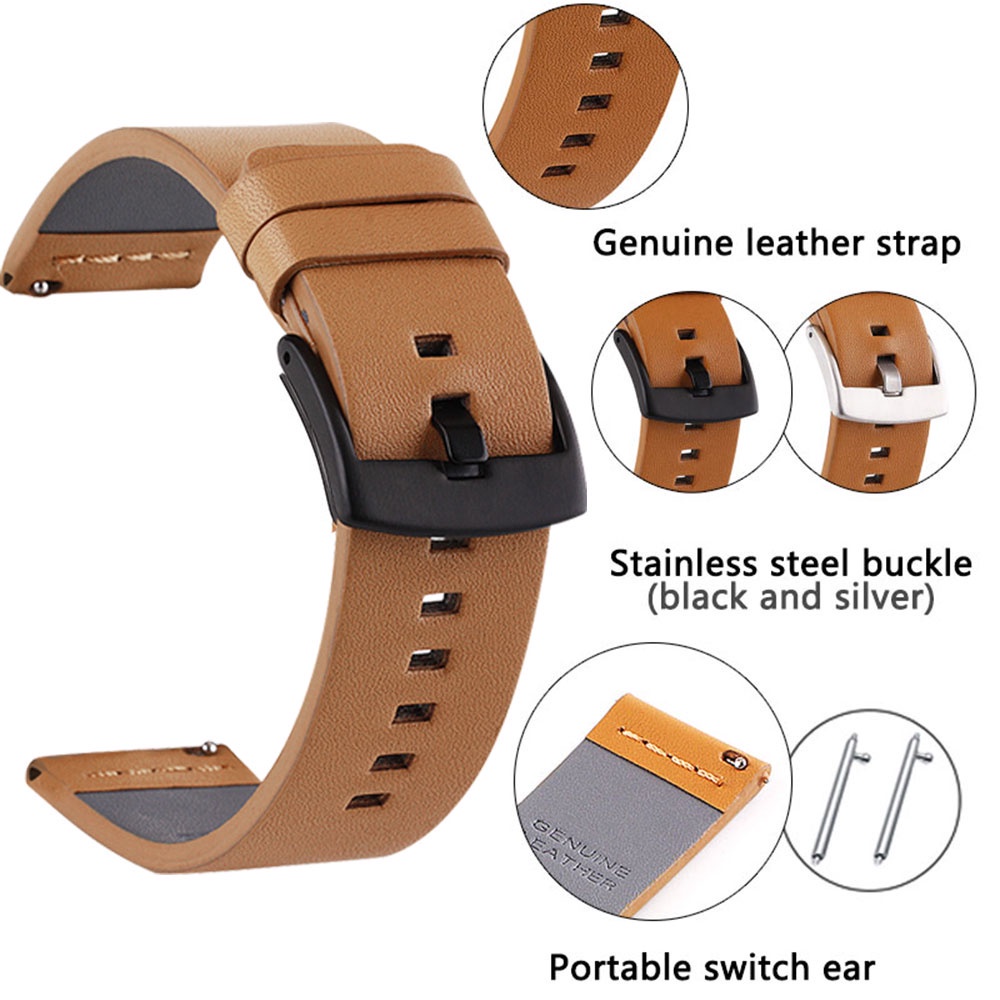 Quick Release Leather Universal Leather Watch Strap 18mm 20mm 22mm 24mm Quick Remove For Smart Watch