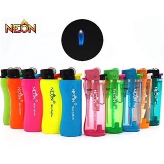 ไฟแช็คเติมแก๊สได้ แบบแบน NEON(ล็อคไม่ได้)  สุ่มสี 1 ชิ้น