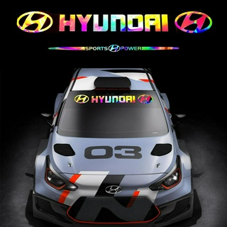 สติกเกอร์เลเซอร์ กันน้ํา สีรุ้ง สําหรับติดกระจกหน้า และหลังรถยนต์ Hyundai (01)