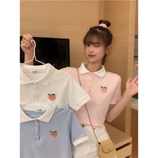 🌈พร้อมส่ง 🌿เสื้อคอโปโล สีหวานไปอีก เสื้อสีขาว เสื้อสีชมพู เสื้อสีฟ้า