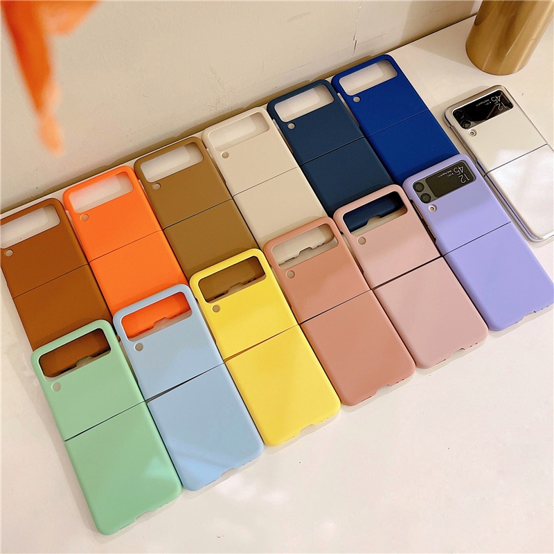 Samsung Galaxy Z Flip7 FE 6 5 4 3 5G Case Fashion Minimalist Pure Color Matte PC Hard Casing สีสันกันกระแทก Creative Cover