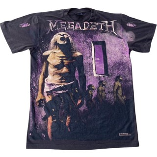 เสื้อยืดวงโอเวอร์ปริ้น MEGADETH 90’ ลายเต็มตัว Size L / XL