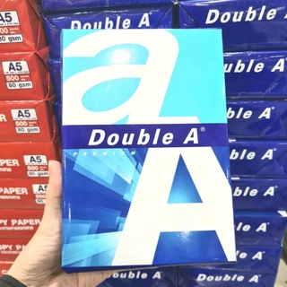 Double A กระดาษดับเบิ้ลเอ (ขนาด a5) ความหนา 80 แกรม จำนวน 500 แผ่น 80gsm 1รีม กระดาษคุณภาพดีไม่ติดเครื่องปริ้นขาวสะอาด