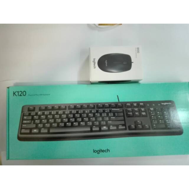 ต้นฉบับ Logitech K120 + B100 เมาส์ USB คีย์บอร์ดอย่างเป็นทางการ GUARANTE 3 ปี