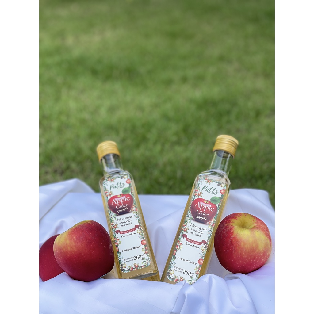 น้ำแอปเปิ้ลไซเดอร์ Apple Cider Vinegar ACV น้ำส้มสายชูหมักจากแอปเปิ้ล ยี่ห้อ Pattz แพ็ค 3 ขวด [Keto คีโต]