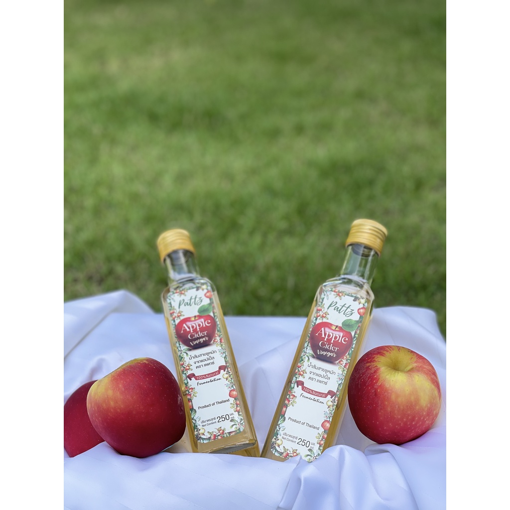 น้ำแอปเปิ้ลไซเดอร์ Apple Cider Vinegar ACV น้ำส้มสายชูหมักจากแอปเปิ้ล ยี่ห้อ Pattz แพ็ค 3 ขวด [Keto 
