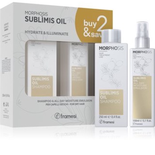 Framesi Morphosis Sublimis oil SET2 - Shampoo250ml &amp; All day moisture emultion 150ml ชุดแชมพูพร้อมอาหารผมเนื้ออิมัลชั่น