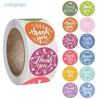 Colo สติกเกอร์ฉลาก Thank You ทรงกลม 12 แบบ สําหรับติดบรรจุภัณฑ์ 500 ชิ้น ต่อม้วน