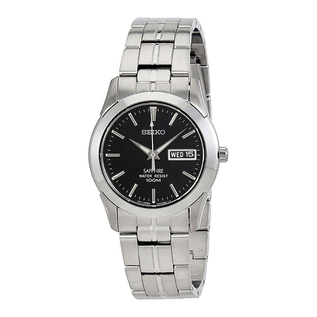 Seiko นาฬิกาข้อมือผู้ชาย สีเงิน/ดำ สายสแตนเลส รุ่น SGG715P1