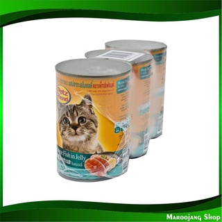 อาหารแมว รสปลาทะเล 400 กรัม (3กระป๋อง) เพ็ทส์เฟรนด์ Petz Friend Cat Food Marine Fish อาหารสำหรับแมว อาหารสัตว์ อาหารสัตว