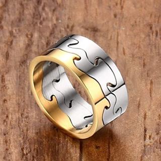 316L Cincin Pernikahan Desain Puzzle Klasik Bahan Stainless Steel untuk Pria / Wanita