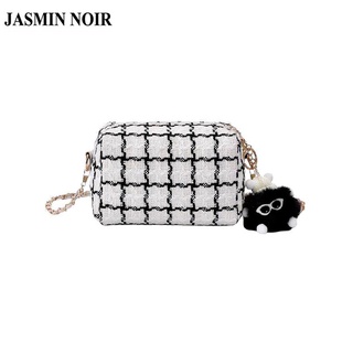 Jasmin NOIR กระเป๋าสะพายไหล่ ผ้าแคนวาส ลายสก๊อต สําหรับผู้หญิง