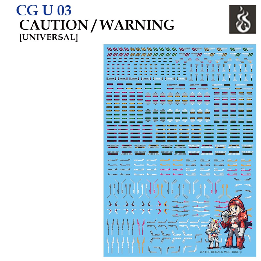 ดีคอลน้ำ [GHOST] U07 CAUTION / WARNING UNIVERSAL 1/144 1/100 (HIQ Water Decal) Fluorescent U 07