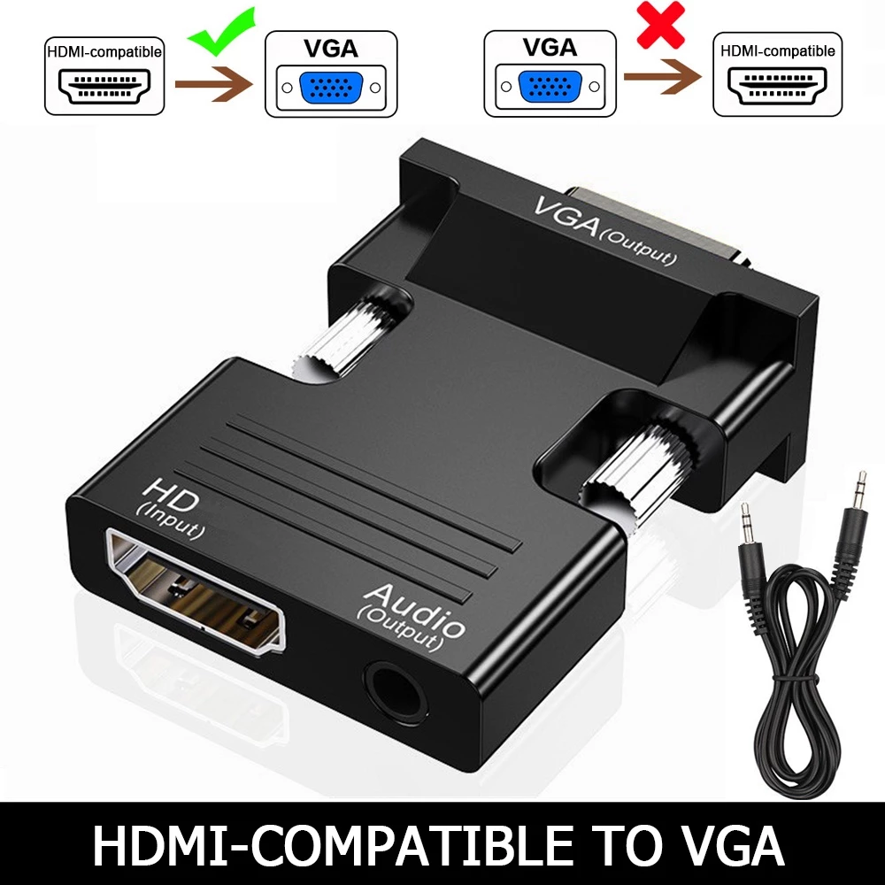 อะแดปเตอร์แปลงสายเคเบิลดิจิทัล HDMI เป็น VGA 1080P สําหรับ Xbox PS4 PC แล็ปท็อป กล่องทีวี เป็นโปรเจคเตอร์ HDTV