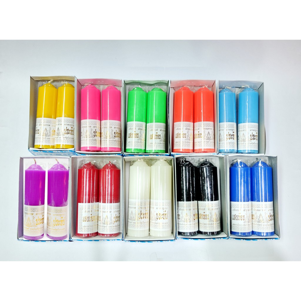 เทียนคู่ 4.5ซม. * 6นิ้ว มี10สี พร้อมส่ง