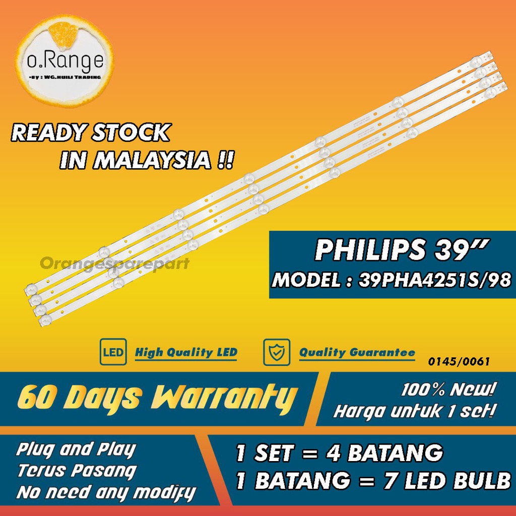 39" (TV 39PHA4251S/98 BACKLIGHT LAMP) PHILIPS 39 INCH LED TV 39PHA4251S 39PHA4251 Mla9 " (โคมไฟ)