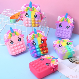 Pop it Fidget Toy Pop it Bag Unicorn Bag Kawaii Pop Wallet กระเป๋าสะพายไหล่ กระเป๋าถือ กระเป๋าสะพายข้าง นุ่ม บีบได้ ของเล่นสําหรับเด็ก