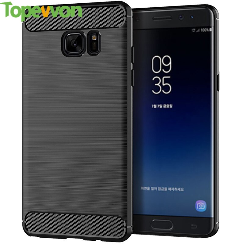 For Samsung Galaxy Note FE Fan Edition Case Silicone Rugged Armor Carbon Fiber Soft Brushed TPU Back Cover Note 7 Case