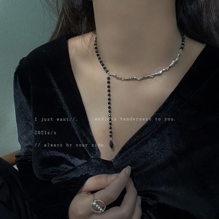Dark wind crystal necklace female cold wind stitching clavicle chain necklace simple temperament necklace for girls for