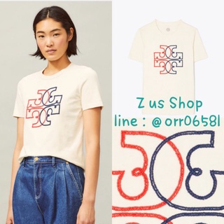 พรีฯTORY BURCH Embroidered Color-Block Logo T-Shirt size xs, m.