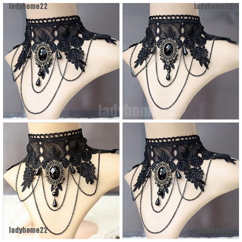 [GREAT]Fashion Lolita Gothic Black Rose Flower Lace Choker Collar ...