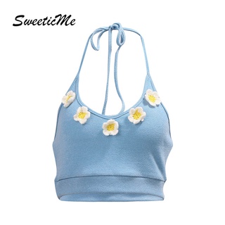 Sweeticme เสื้อท็อป คอวี สายคล้องคอ แฟชั่นใหม่ สําหรับผู้หญิง 2022