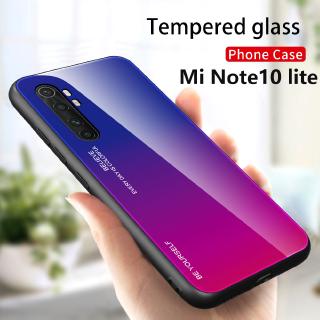 เคสโทรศัพท์กระจก เคสแข็ง เคสกระจกสีไล่ระดับสี Xiaomi Mi Note 10 Lite Note10Lite Casing Gradient Colors Tempered Glass Protective Phone Case Hard เคสแฟชั่นเคสปก Fashion Case Back Cover Protection Shell