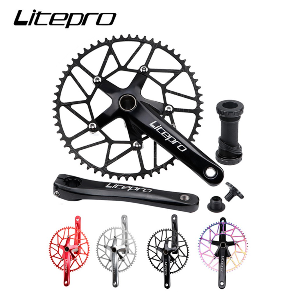 Litepro จักรยานพับ Hollow Integrated Crank Chainwheel 46/48/50/52/54/56/58 T เฟือง Central เพลาจักรยานบวกลบฟัน Single Chainring