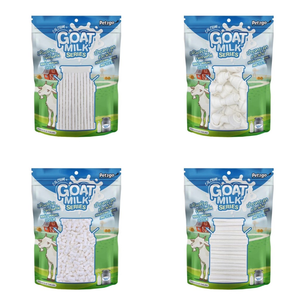 (มี 4 แบบ) Pet 2 Go Goat Milk Series Snack For Dogs เพ็ททูโก โกธมิลค์ ซีรี่ส์ ขนมสุนัขผสมนมแพะ 500 กรัม