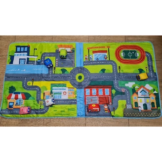 ของเล่นเสริมสร้างพัฒนาการ เสื่อถนนของเล่นเด็ก รถ6คัน Huanger Baby Cartoon Cloth Carpet Car Game Vehicle Play Mat Huanger