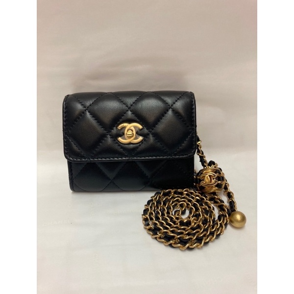 Used once Chanel cardholder XL with adjustable chain