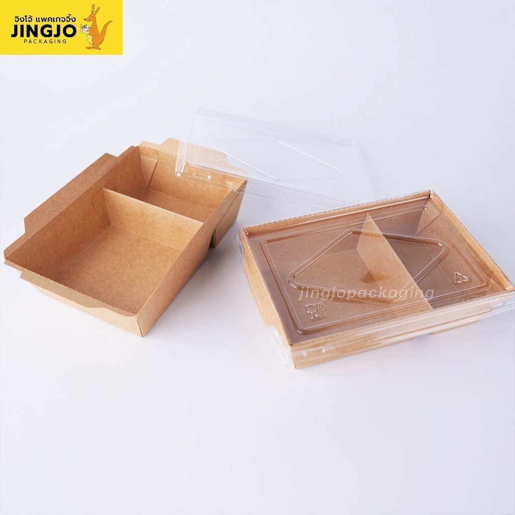 กล่องกระดาษ กล่องกระดาษใส่อาหาร 2 ช่อง กล่องข้าวกระดาษ กล่องไฮบริด กล่องกระดาษคราฟท์ ฝาใส - Jingjopaclaging - รูปที่ 2