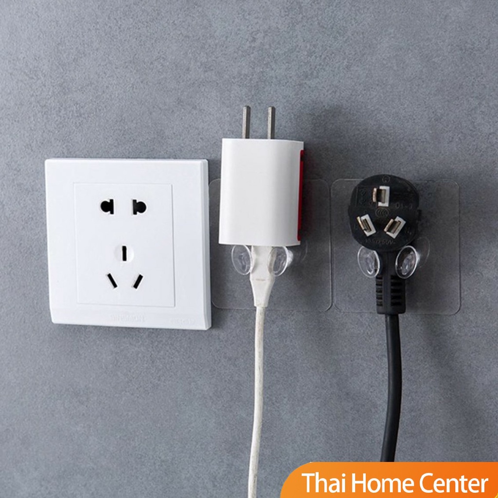 Plugs Holder ตะขอ**เขากวาง** แขวนปลั๊ก ตะขอแขวนอเนกประสงค์ ติดผนังแบบใส ไม่ต้องเจาะ