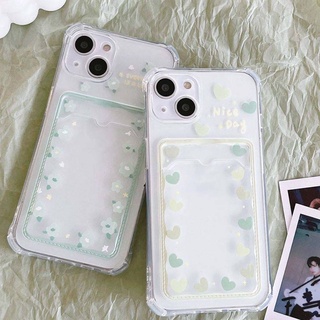 เคสโทรศัพท์มือถือ TPU แบบนิ่ม ป้องกันรอยขีดข่วน ลายดอกไม้ สีเขียว สําหรับ iPhone 11 14 13 Pro Max 12 Pro XR