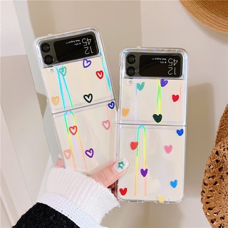 ใหม่ เคสโทรศัพท์มือถือ PC แบบแข็ง ใส กันกระแทก สําหรับ Samsung Galaxy Z Flip 5 Color Love PC Z Flip 4 Z Flip 3