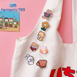 Fantastic789 เข็มกลัดลายการ์ตูนกระต่ายหมีสําหรับตกแต่งเสื้อผ้า