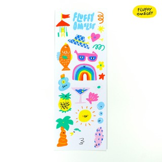 FLUFFY 0MELET - MINI STICKER - WHITE BEACHY