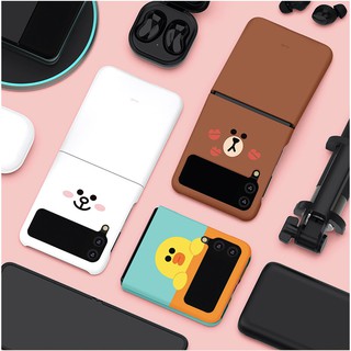เคสโทรศัพท์มือถือแบบแข็ง ฝาพับ ลาย Line Friends สําหรับ Galaxy Z Flip 3 Flip 4 Brown Sally Choco Cony Korea flip4