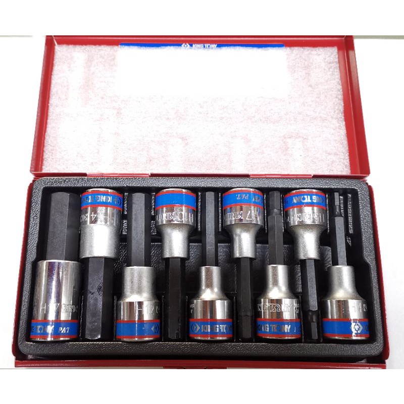 KINGTONY​ 4120PR ลูกบ๊อกเดือยโผล่​ 6P​ ยาว​ รู1/2" 9ตัวชุด​ ชุดบ๊อกเดือยโผล่หกเหลี่ยม ชุดบ๊อกหกเหลี่