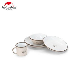 จาน เหล็กเคลือบ Naturehike Enamel Tableware จาน ชาม แค้มปิ้ง รุ่น NH20SJ030 (ชิ้นละ)