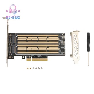 M.2 Riser Card M.2 NVME to PCIE X8 Dual Disk Hard Drive SSD Adapter Expansion Card for PCIE X8 X16K Slot Motoard