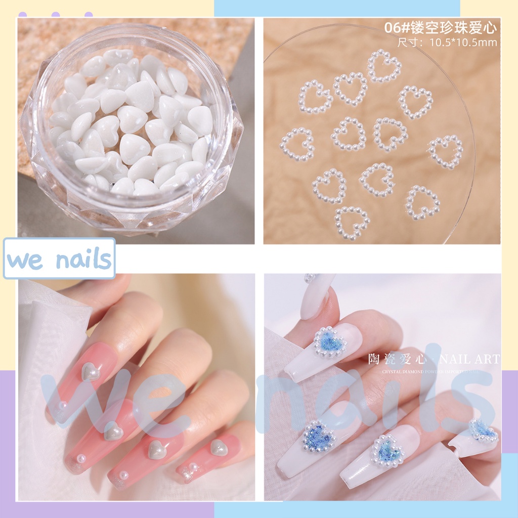 มุกหัวใจ มุกลายหัวใจ ตกแต่งเล็บเจล ตกแต่งสีทาเล็บเจล