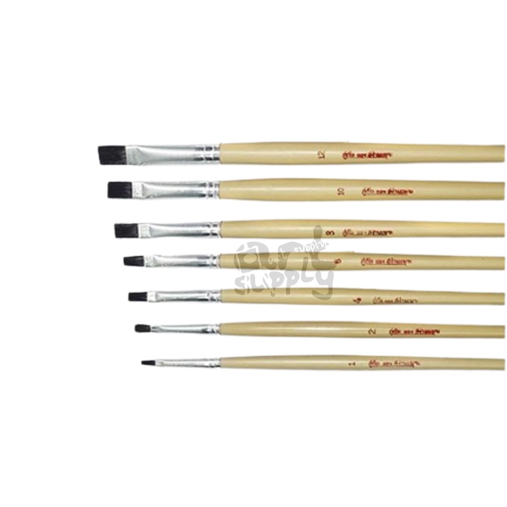 พู่กันสีน้ำมันแบนขนดำ สง่า มะยุระ **คละเบอร์** - รูปที่ 2