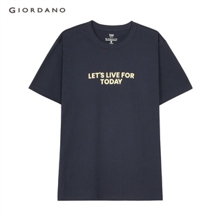 ผ้าฝ้าย 100%GIORDANO เสื้อยืดผู้ชาย คอกลม แขนสั้น - Mens Printed Tee 01092302S-3XL