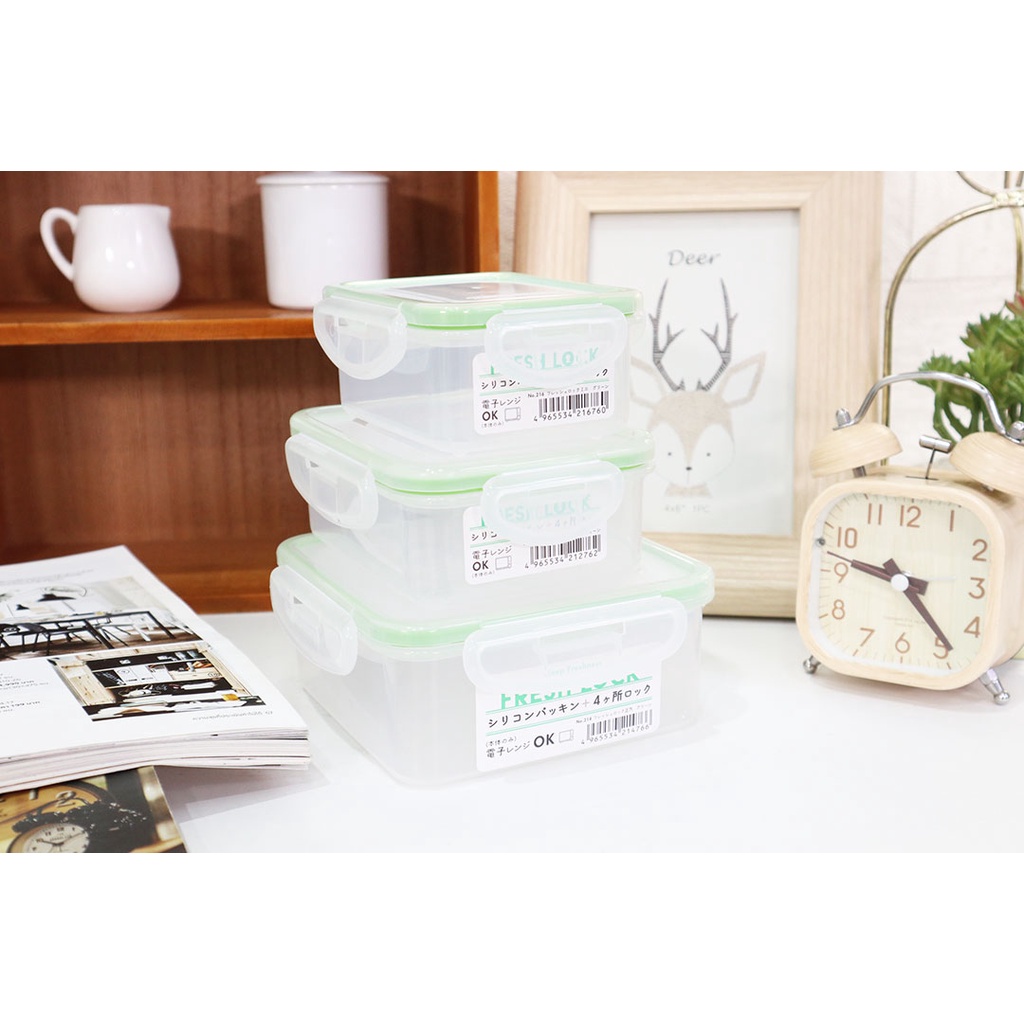 [สินค้า Clearance] Food Container กล่องถนอมอาหารพลาสติก JP Quality สีเขียว FRESH LOCK