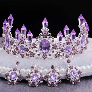 New Rhinestone Baroque Crystal Column Crown Accessories Feminine Wedding set