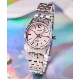 นาฬิกา Casio รุ่น LTP-1335D-5A นาฬิกาข้อมือผู้หญิง สายแสตนเลสสีเงิน หน้าปัดสีชมพูสุดหวาน -ของแท้ 100% รับประกัน1ปี